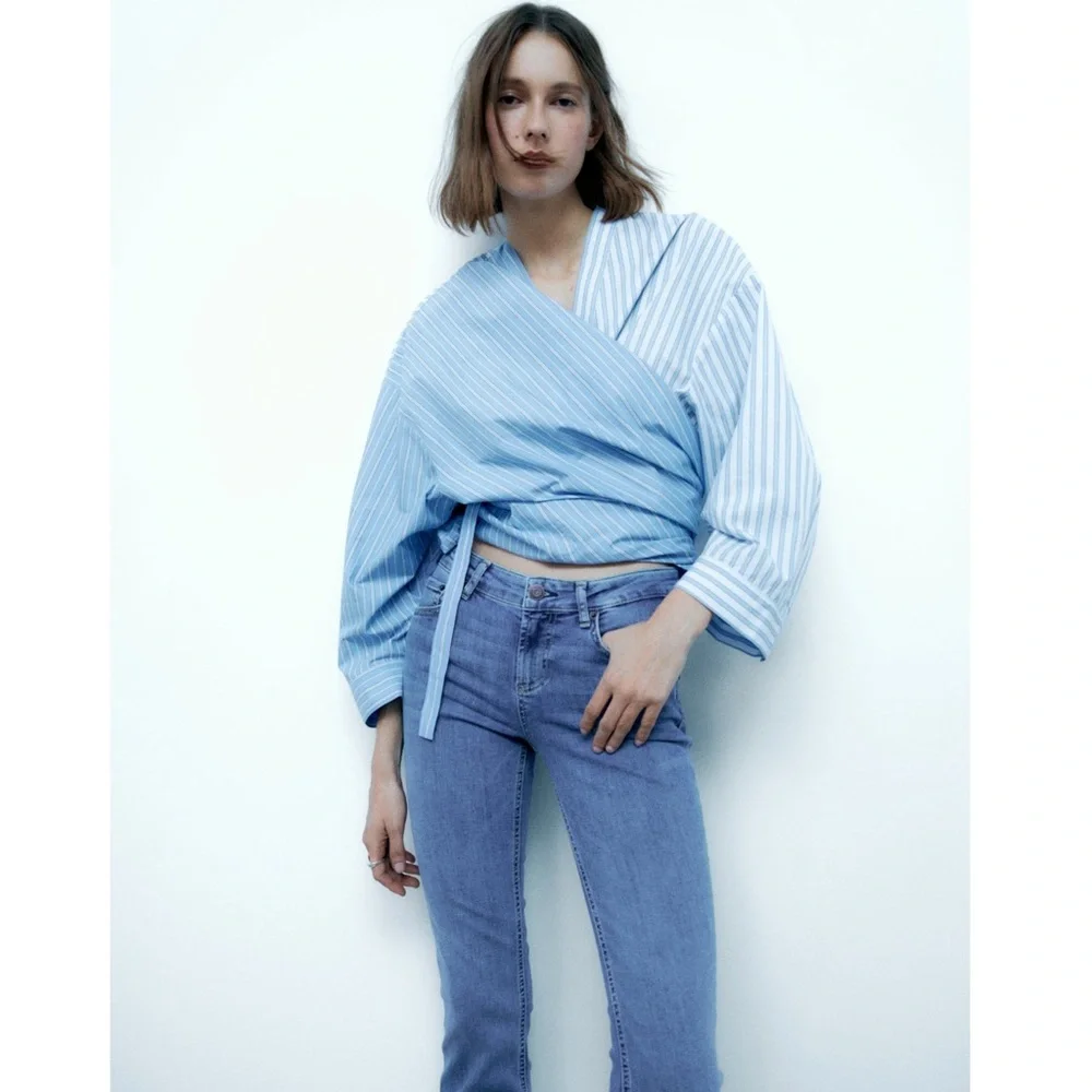 Zara POPLIN WRAP SHIRT - Picture 8 of 11